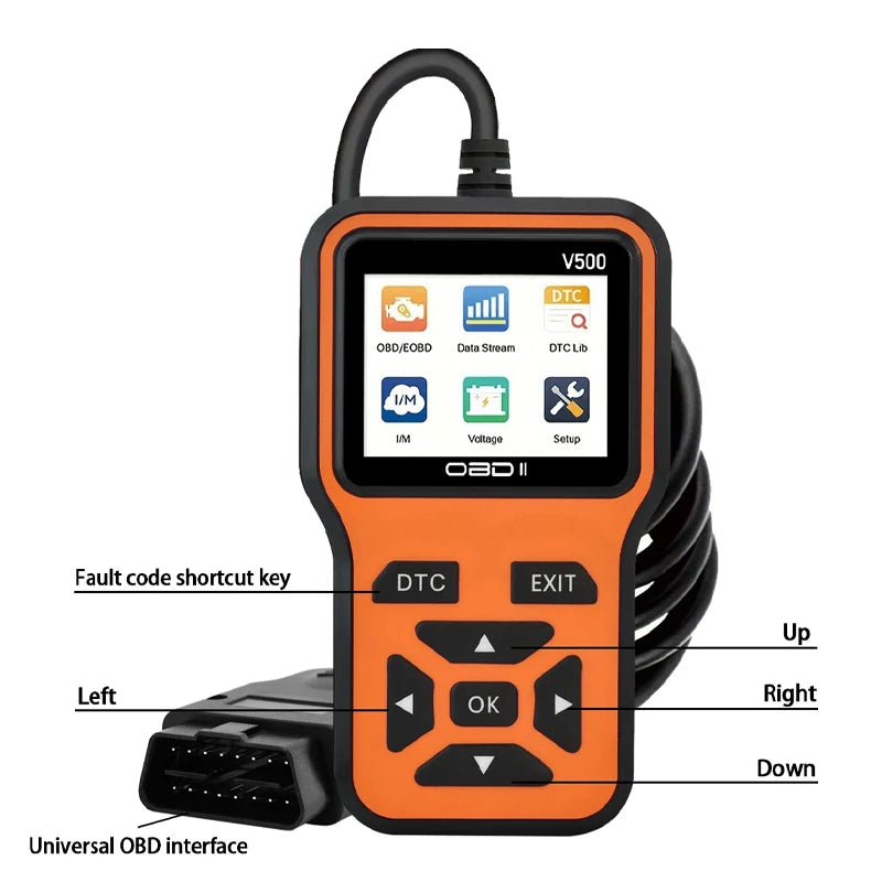 OBD2 Scanner V500 - Instant Code Reader & Voltage Check | Full System Diagnostics for OBDII/CAN Cars |10s Fault Analysis