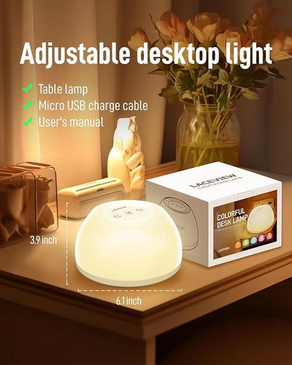 Small Table Lamp, 10 Way Dimmable Warm White, Bedroom Night Light with USB Port, RGB Color Changing Desk Lamp, Table Lamp Modern for Kids Room Living Room Office Dorm