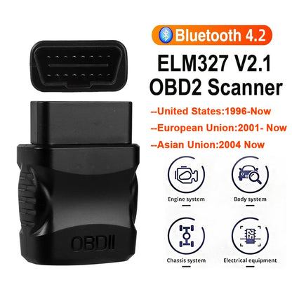 V2.1 OBDII ELM327 Car Engine Fault Code Reader OBD2 Bluetooth 4.2 Scanner EOBD Car Diagnostic Tool For IOS/Android Phone